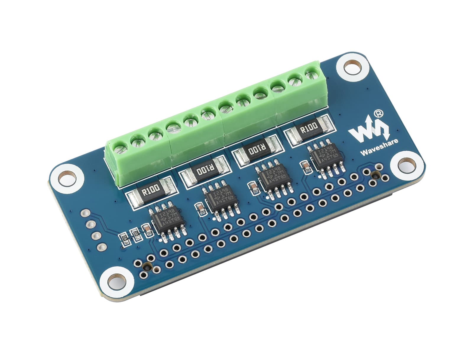 4-канальный HAT для мониторинга тока/напряжения/мощности для Raspberry Pi, I2C/SMBus — фото 2