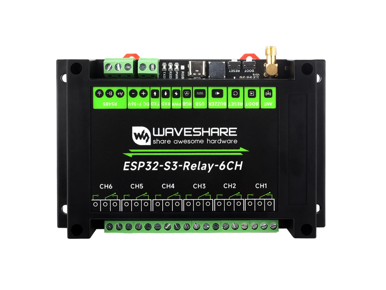 Промышленный 6-канальный релейный модуль ESP32-S3 WiFi, поддерживает управление WiFi / Bluetooth / RS485, встроенные интерфейсы RS485 / Pico HAT — фото 2