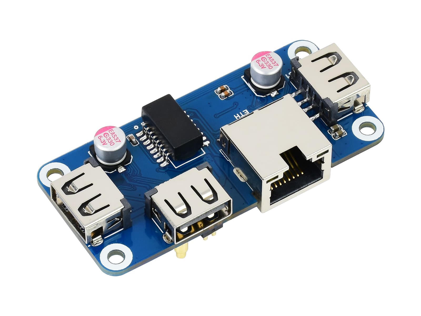 Шляпка-концентратор Ethernet/USB (B) для серии Raspberry Pi, 1x RJ45, 3x USB 2.0 — фото 2