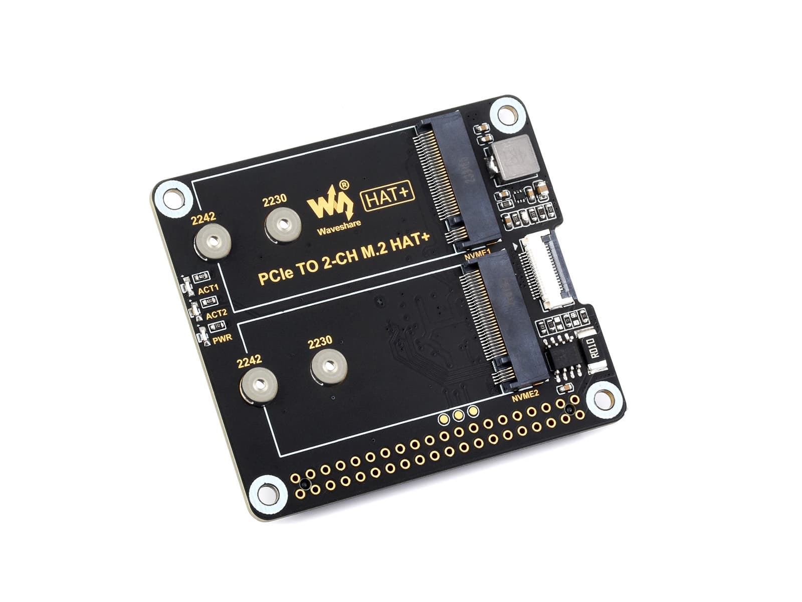 Переходник PCIe на 2-канальный M.2 для Raspberry Pi 5, совместимый с твердотельным накопителем NVMe размера 2230/2242, Raspberry Pi 5 M.2 HAT — фото 2