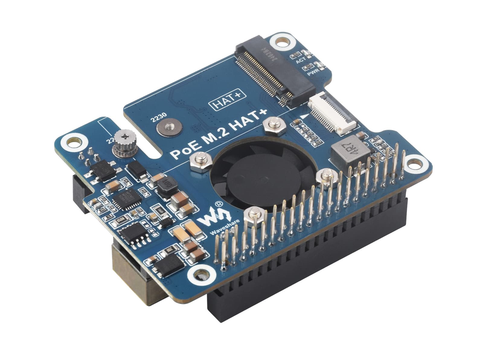 Адаптер PCIe-M.2 с функцией PoE для Raspberry Pi 5, поддержка протокола NVMe Твердотельный накопитель M.2, высокоскоростное чтение/запись, Raspberry Pi 5 PoE HAT — фото 2