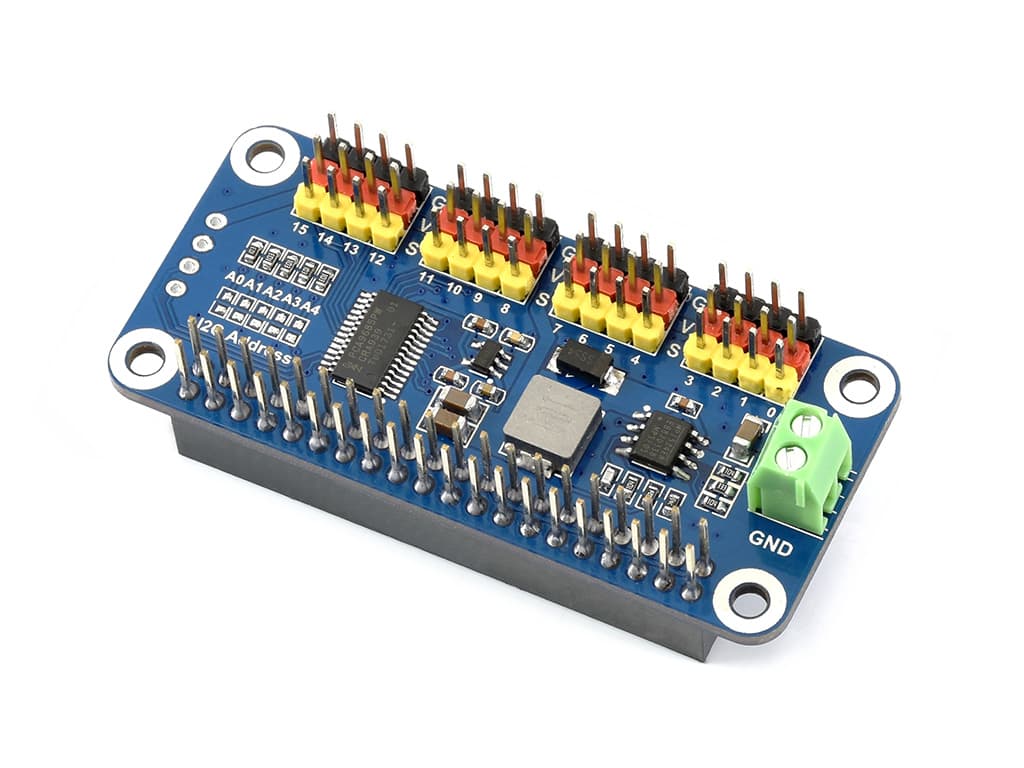 Шляпа сервопривода для Raspberry Pi, 16-канальный, 12-битный, I2C — фото 2