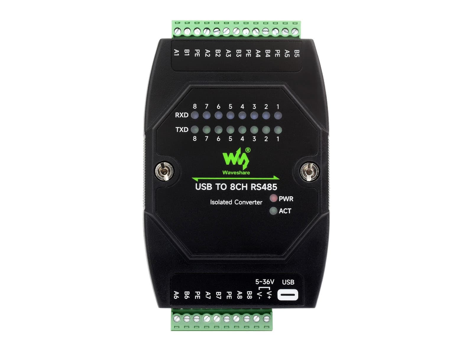 USB TO 8CH RS485 изолированный преобразователь промышленного класса, адаптер USB-RS485, несколько схем защиты, поддержка настенного и рейкового монтажа — фото 2