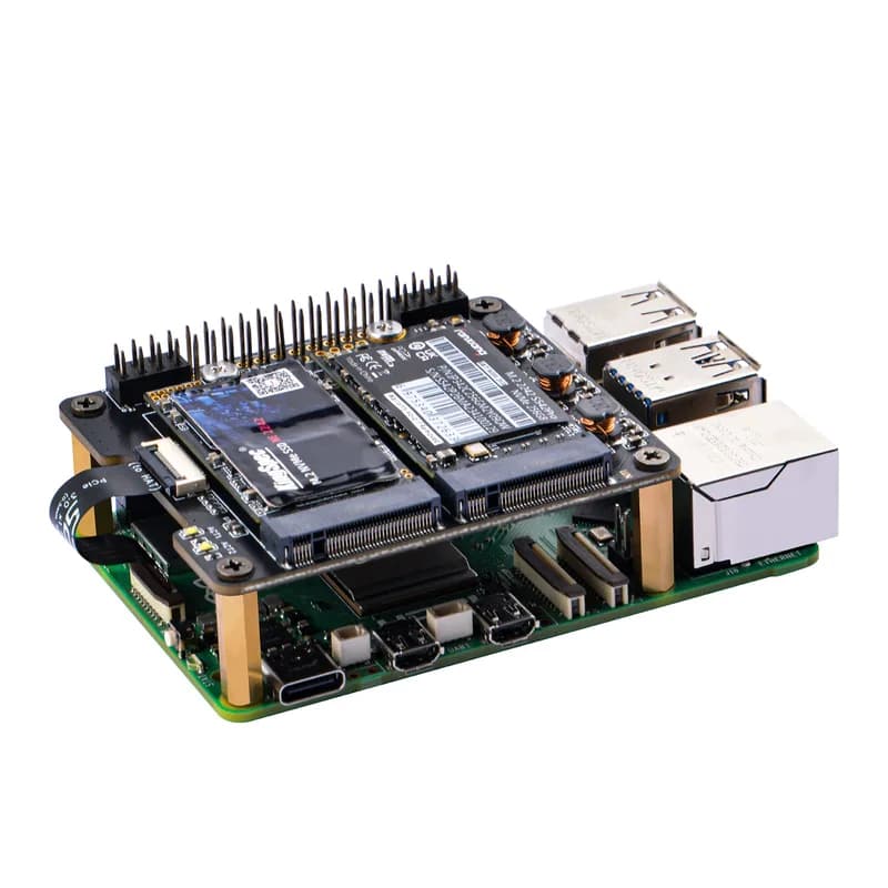 52Pi N20 Dual 2242 NVMe HAT для Raspberry Pi 5, поддержка двух твердотельных накопителей 2242 NVMe