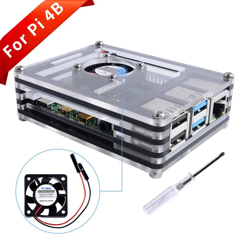 9-слойный акриловый корпус Raspberry Pi с вентилятором (поддержка Pi 4)