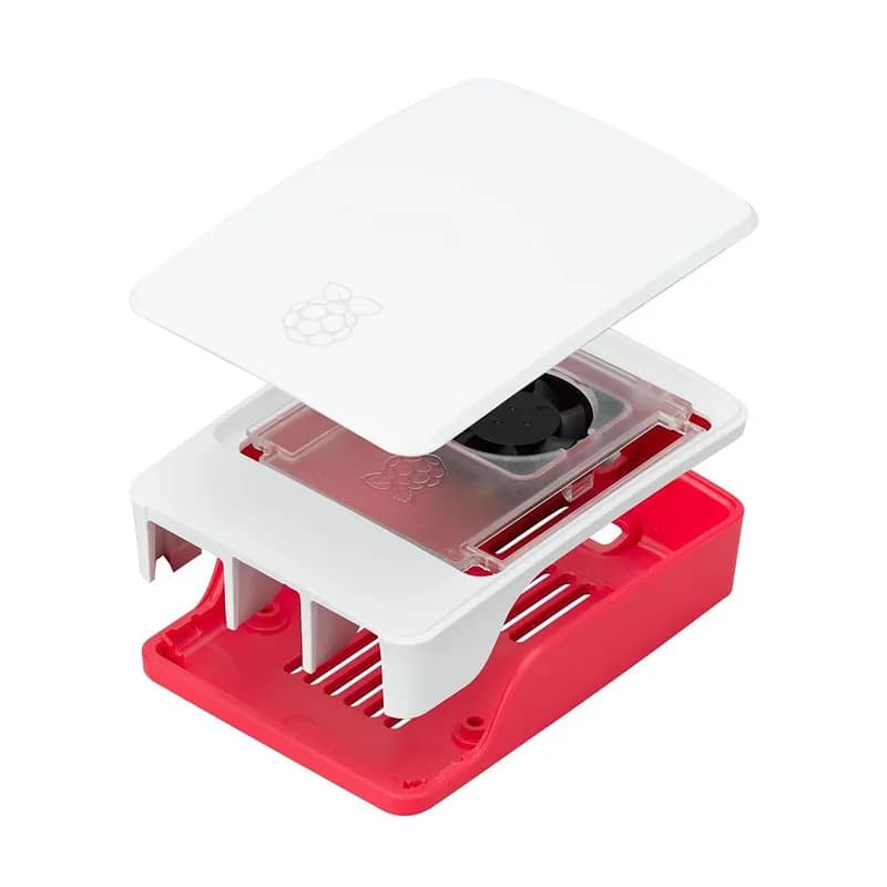Официальный чехол для Raspberry Pi 5 с вентилятором, красный/белый