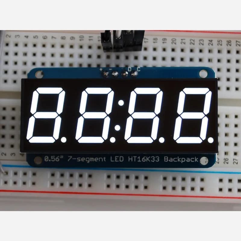 Adafruit 0.56 4-значный 7-сегментный дисплей с рюкзаком I2C - белый