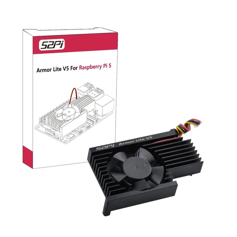 52Pi Armor Lite V5 Алюминиевый радиатор с вентилятором 3510 для Raspberry Pi 5