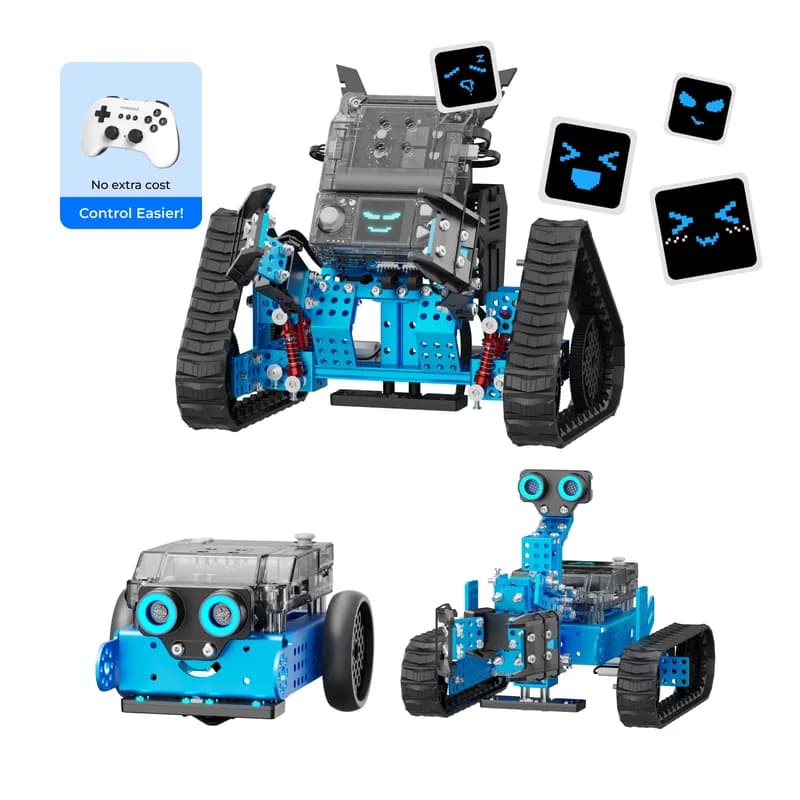 Комплект робототехники Makeblock mBot2 Rover: детский интерактивный эмо-робот для обучения программированию и игр на свежем воздухе