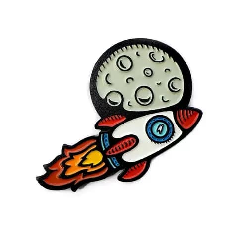 Эмалевая булавка To The Moon Rocketship