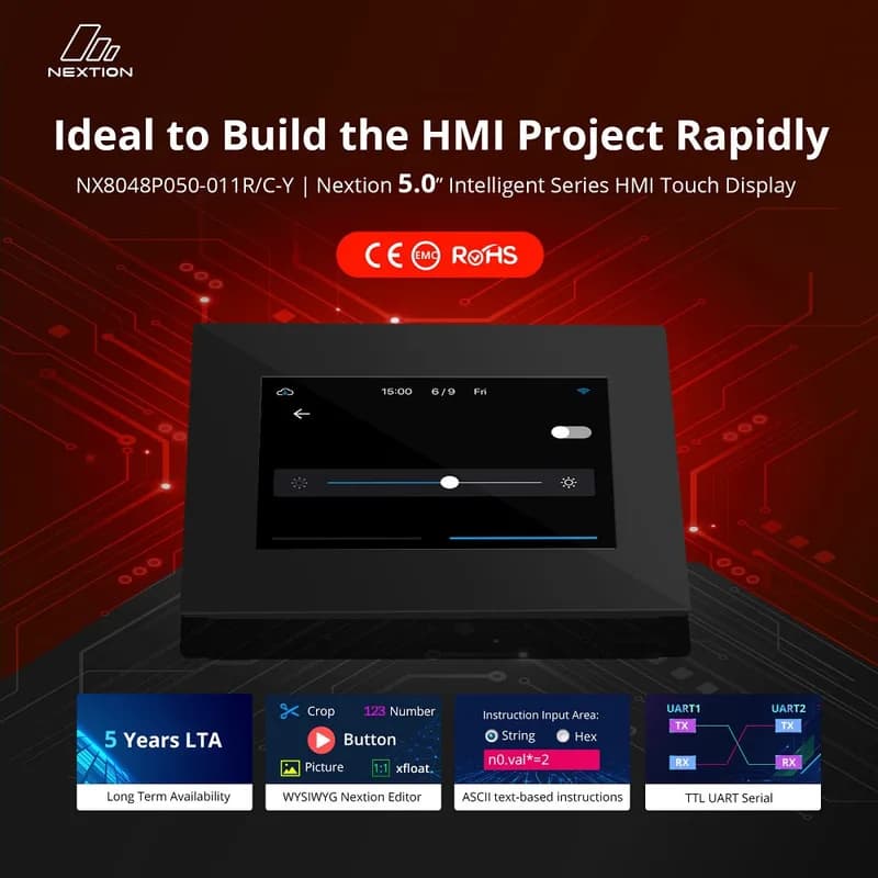 Nextion NX8048P050-011C-Y 5,0-дюймовый TFT-дисплей HMI с емкостным сенсорным экраном и управлением