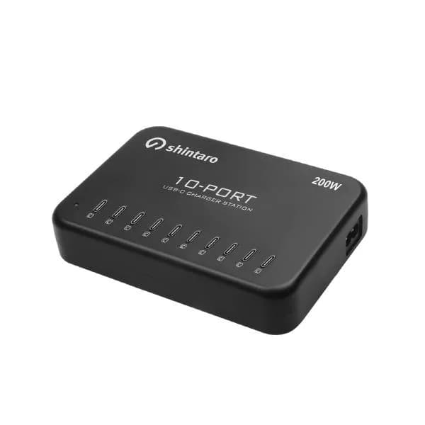 Shintaro 10-портовое зарядное устройство GaN USB-C Shintaro мощностью 200 Вт — одновременная быстрая зарядка для iPad, планшетов и смартфонов с интеллектуальным охлаждением и защитой