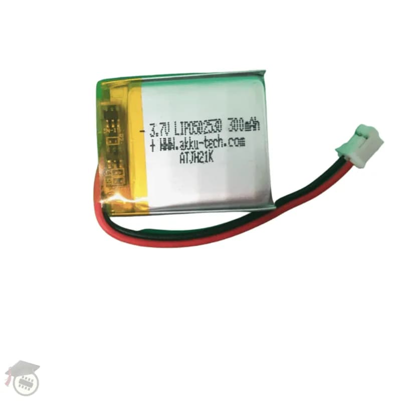 Полимерная литий-ионная аккумуляторная батарея (LiPo) с коротким кабелем - 3,7 В, 300 мАч