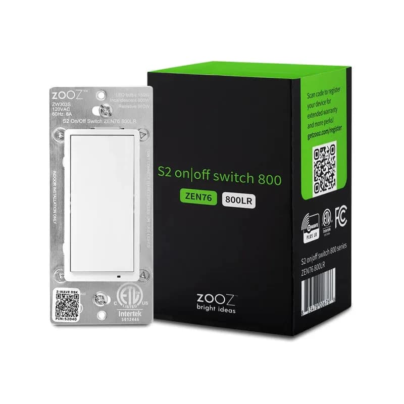 Zooz 800 Series Z-Wave Long Range S2 Настенный выключатель включения/выключения ZEN76 800LR
