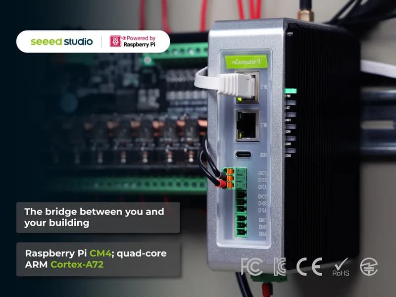 reComputer R1035-10 — шлюз и контроллер Raspberry Pi IoT, на базе CM4, с поддержкой AI | 8 ГБ ОЗУ, 32 ГБ eMMC