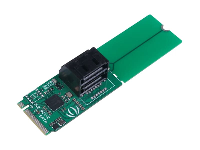 Преобразователь PCIe 3.0x2 M.2 NGFF Key-M в 2-портовый (стекированный) 6 Гбит/с SATA 3.0 с чипом JMB582 — подходит для ODYSSEY-X86J4105
