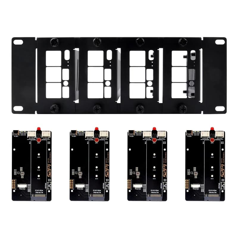 Монтаж в стойку высотой 10 дюймов высотой 2U с 4 платами PCIe NVMe для DeskPi RackMate