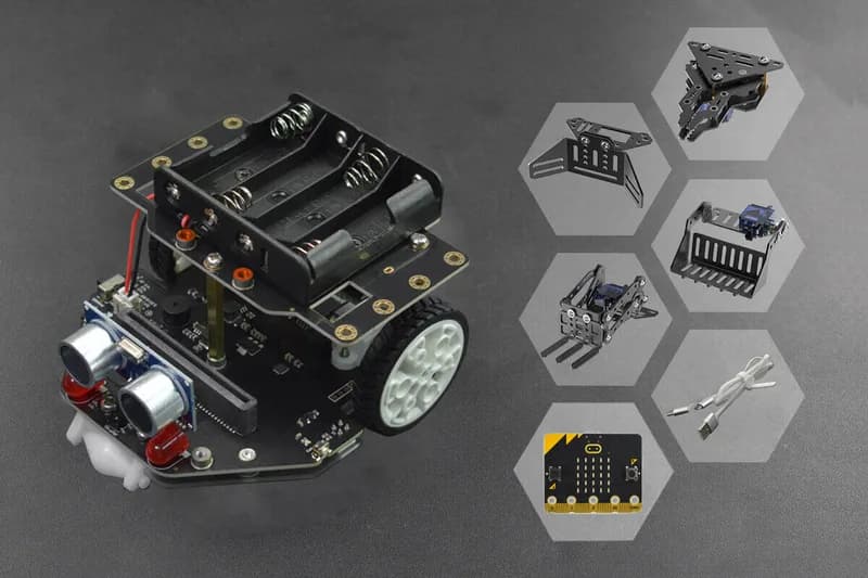 micro:Maqueen Plus V2 (Ni-MH аккумуляторная батарея) с micro:Maqueen Mechanic и micro:bit V2