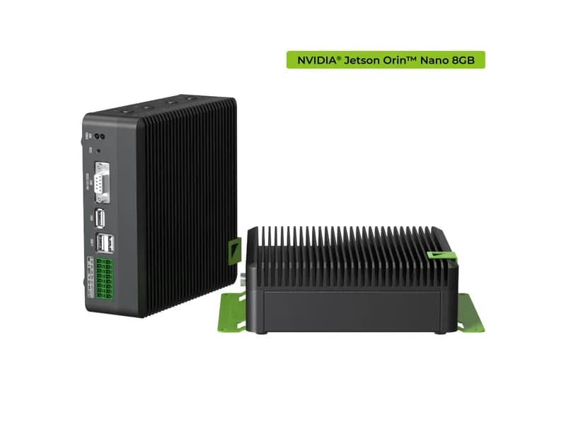 reComputer Industrial J3011 - безвентиляторное устройство Edge AI с модулем Jetson Orin Nano 8 ГБ, алюминиевый корпус с пассивным охлаждением, 2xRJ45 GbE, 1xRS232/RS-422/RS-485, 4xDI/DO, 1xCAN, 3xUSB3.2, предустановленная система JetPack