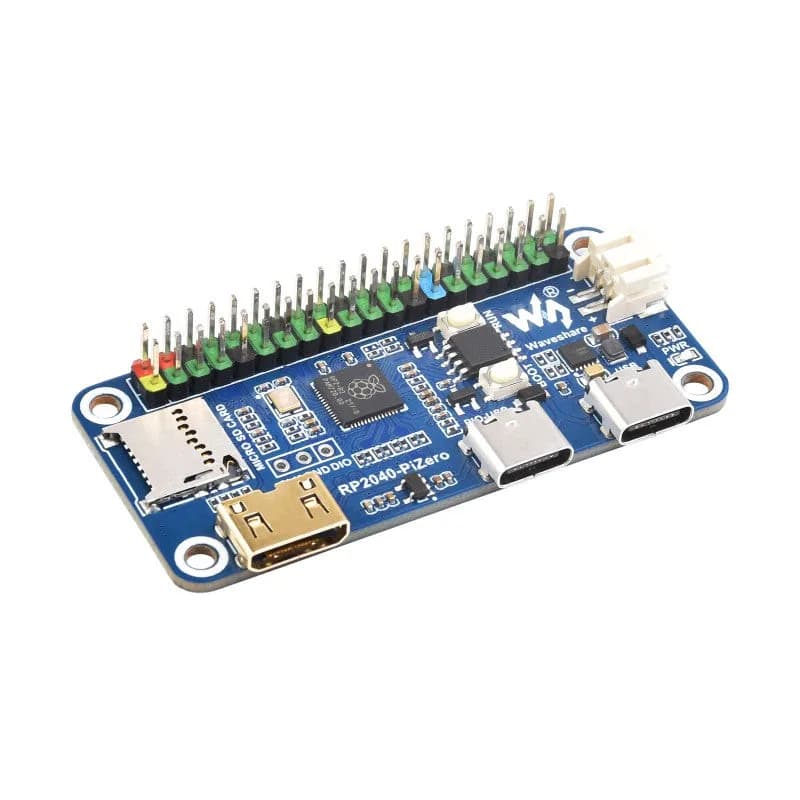 Плата разработки Waveshare RP2040-PiZero на базе двухъядерного процессора Raspberry Pi RP2040, 264 КБ SRAM и 16 МБ встроенной флэш-памяти