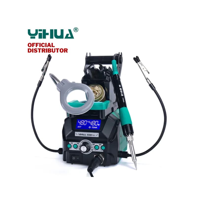 Паяльная станция Yihua 939D+III с руками помощи и увеличительной линзой