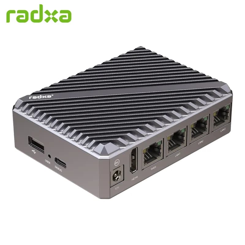 Radxa E54C — высокопроизводительный сетевой компьютер с искусственным интеллектом, Dual A76, 5Tops NPU, 4x GbE, NVMe, USB 3.0, Type C
