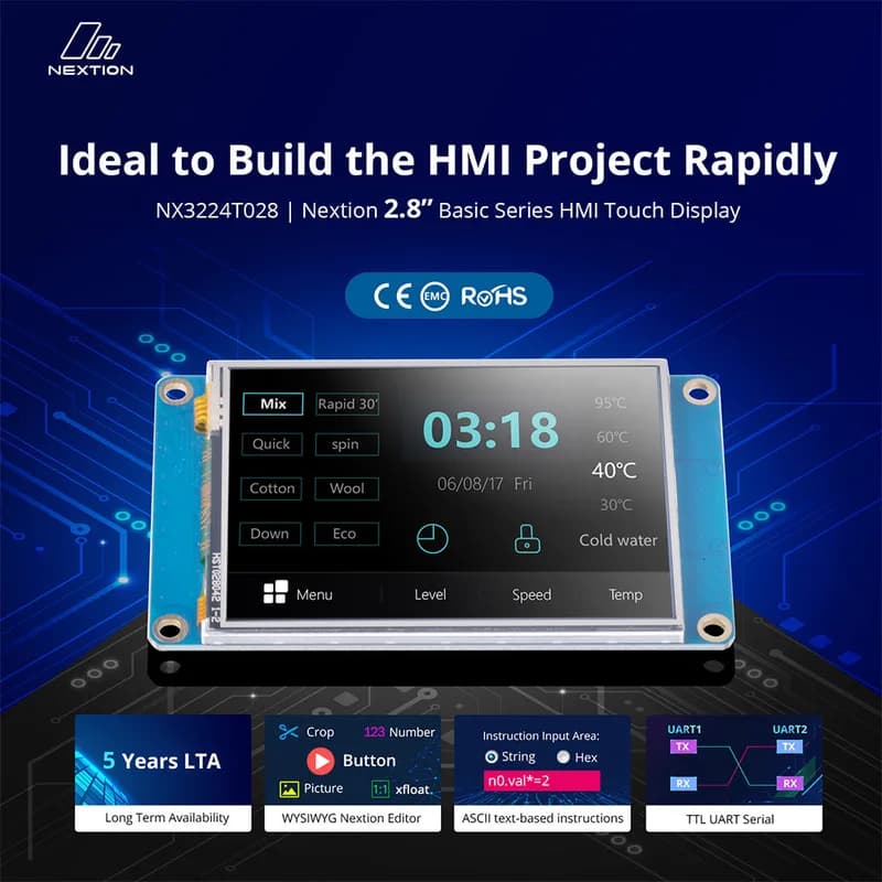 Itead Studio Nextion NX3224T028 — универсальный сенсорный ЖК-дисплей HMI с диагональю 2,8 дюйма