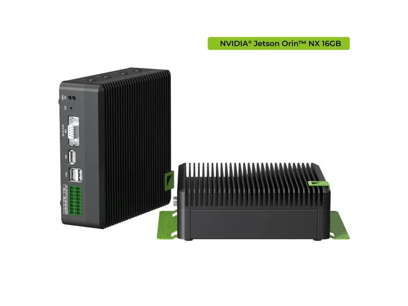 reComputer Industrial J4012 - Безвентиляторное устройство Edge AI с модулем Jetson Orin NX 16 ГБ, алюминиевый корпус с пассивным охлаждением, 2xRJ45 GbE, 1xRS232/RS-422/RS-485, 4xDI/DO, 1xCAN, 3xUSB3.2, предустановленная система JetPack