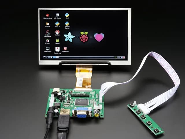 HDMI 4 Pi: 7-дюймовый дисплей без сенсорного экрана 1024x600 — HDMI/VGA/NTSC/PAL