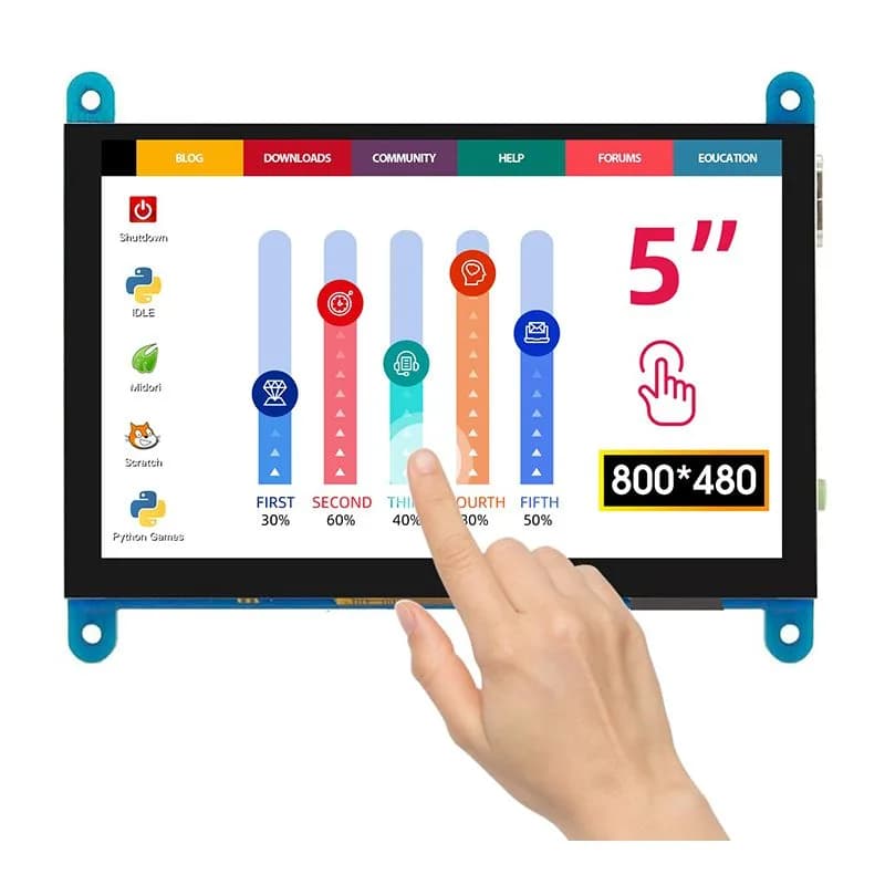 Elecrow RC050 5-дюймовый емкостный сенсорный ЖК-дисплей 800 x 480 для Raspberry Pi 5/ПК/SONY PS4
