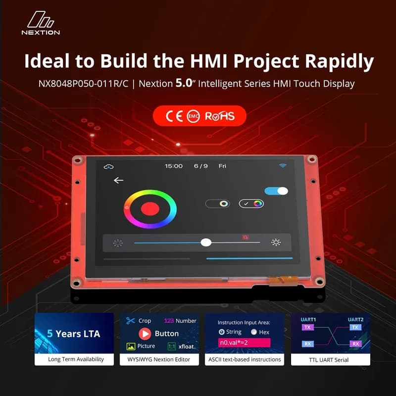 Nextion NX8048P050-011R 5,0" HMI-TFT-дисплей с резистивным сенсорным экраном