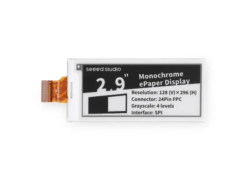 2,9-дюймовый монохромный дисплей eInk/ePaper с разрешением 296x128 пикселей, интерфейс SPI, поддержка XIAO/Arduino