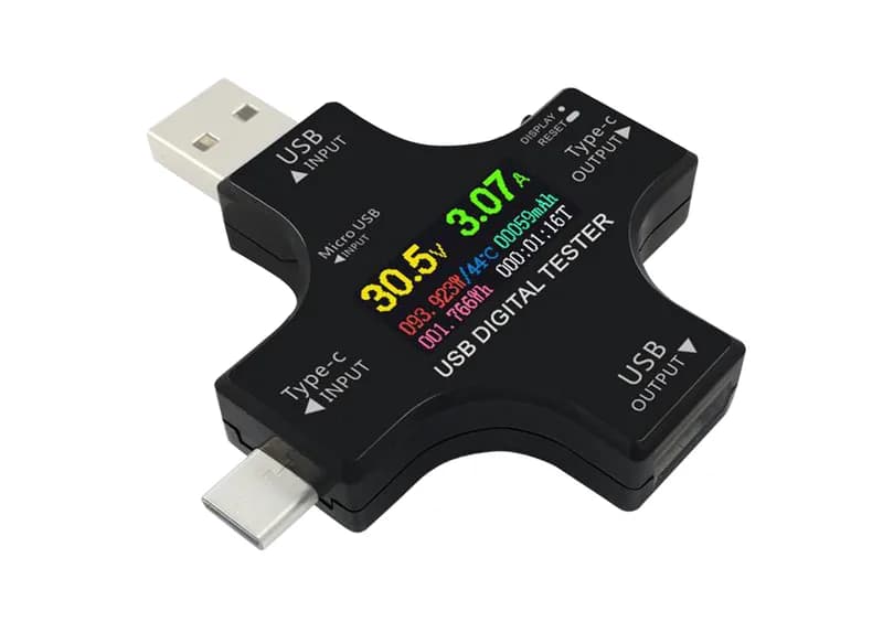 USB-измеритель мощности с USB типа C, типа B и портом Micro USB, RGB и Bluetooth
