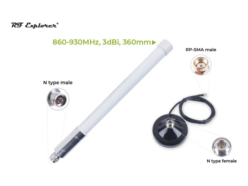 Комплект антенны LoRa из стекловолокна с основанием; 860–930 МГц-3 дБи-360 мм; РФЭЛА-1/389