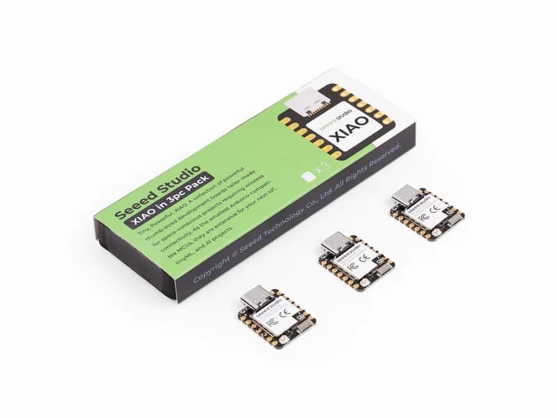 Seeed Studio XIAO MG24 Sense, комплект из 3 предметов — Silicon Labs EFR32MG24, Matter® Native over Thread/BLE 5.3, совместимость с Arduino, сверхнизкое энергопотребление 1,95 мкА, встроенный IMU/микрофон/антенна, 19 портов GPIO