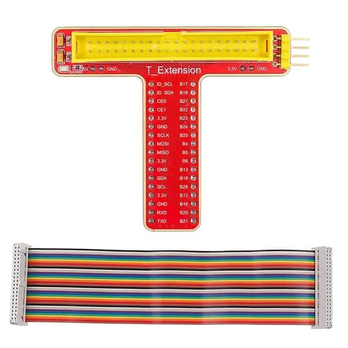 Плата расширения GPIO Т-образной формы с 40-контактным ленточным кабелем для Raspberry Pi 5/4/3B+/3B