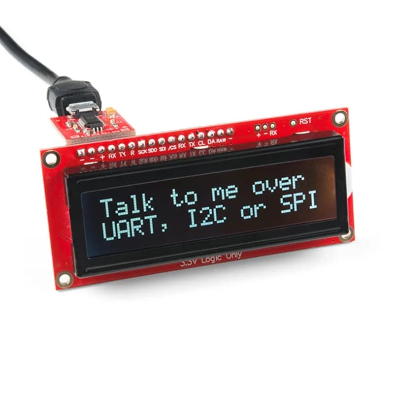 SparkFun 16x2 SerLCD - RGB на черном 3,3 В