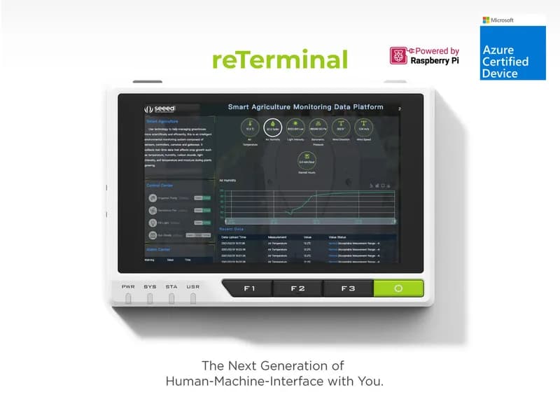 reTerminal CM4104032 — человеко-машинный интерфейс AI, IoT, IIoT, универсальная плата, модульная конструкция, питание от RPi CM4 32 ГБ, мультисенсорный экран IPS, Wi-Fi и Bluetooth 5.0 2,4 ГГц/5 ГГц, богатые интерфейсы