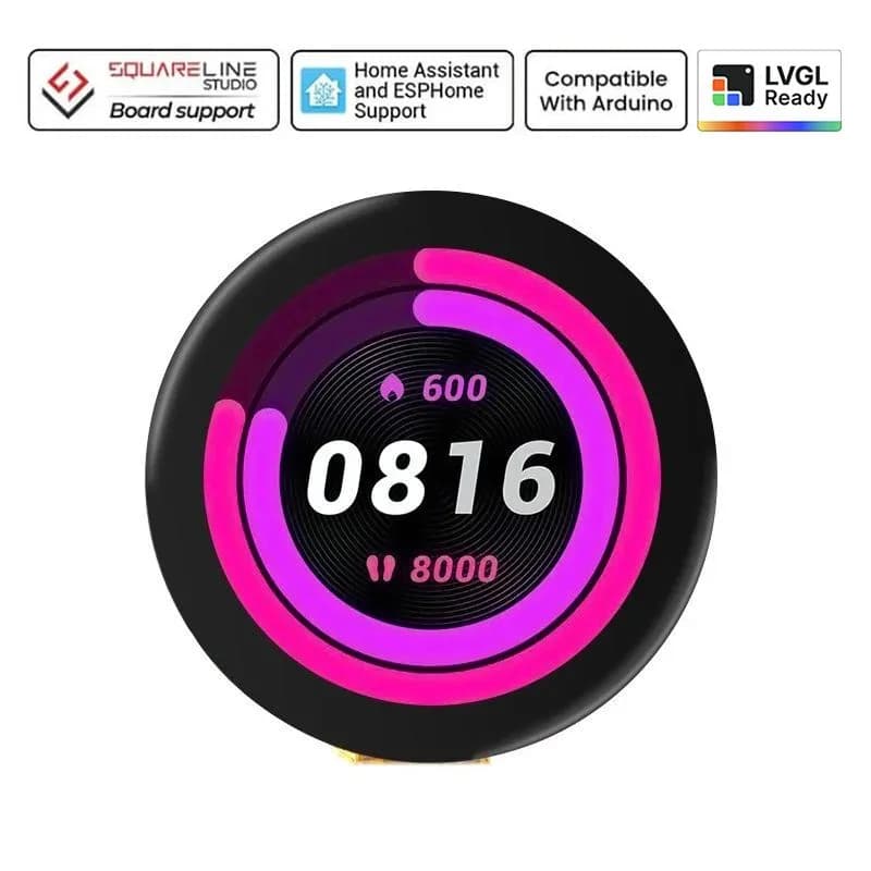 CrowPanel-ESP32 Дисплей-1,28 дюйма (R) 240*240 Круглый IPS-дисплей Емкостный сенсорный SPI-экран
