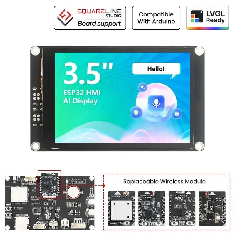 CrowPanel Advance 3,5-дюймовый HMI | ESP32-S3 Сенсорный экран IPS с искусственным интеллектом (480x320) Поддержка LVGL