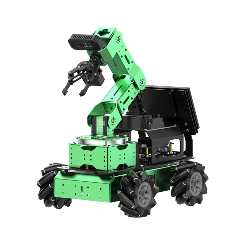 Hiwonder JetArm Pro ROS1 ROS2 3D Vision Robot с мультимодальной моделью искусственного интеллекта (ChatGPT), голосовым и визуальным взаимодействием искусственного интеллекта, опорным шасси, направляющей, надстройкой конвейерной ленты