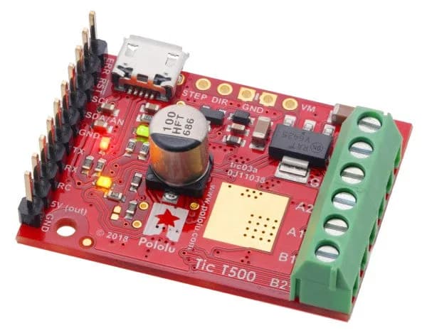 Многоинтерфейсный USB-контроллер шагового двигателя Tic T500 (припаянные разъемы)