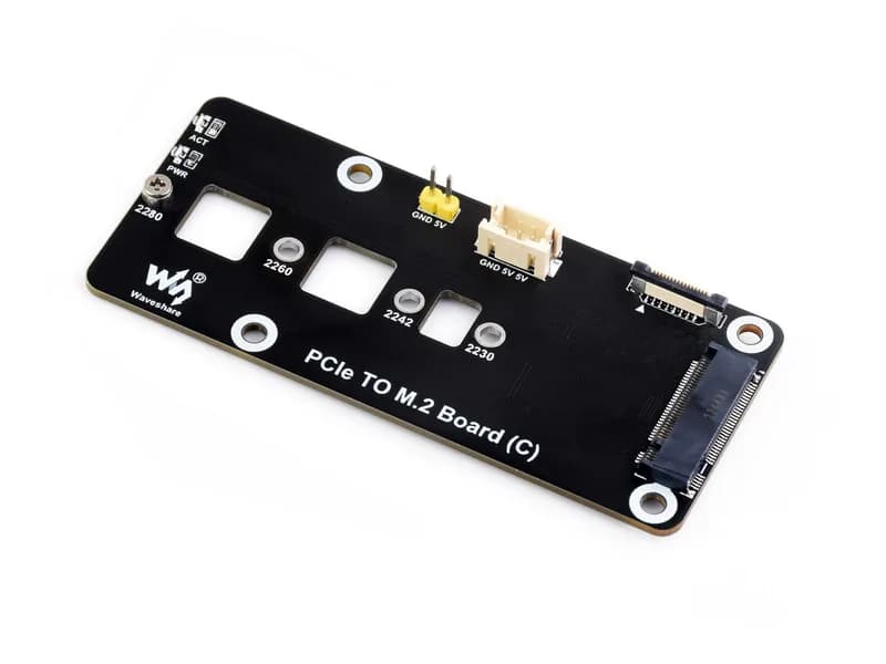 Плата адаптера PCIe-M.2 (C) для Raspberry Pi 5, поддержка протокола NVMe Твердотельный накопитель M.2, высокоскоростное чтение/запись