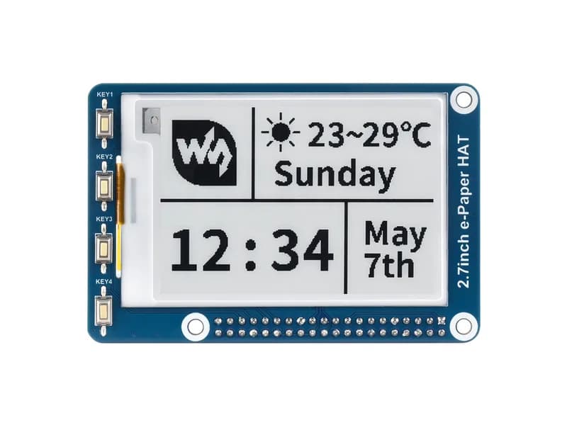 264x176, 2,7-дюймовый дисплей E-Ink HAT для Raspberry Pi