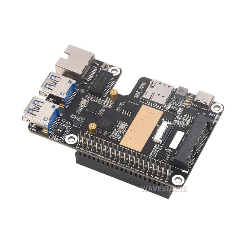 PCIe to MiniPCIe/Gigabit Ethernet/USB 3.2 Gen1 HAT для Raspberry Pi 5, поддерживает интерфейс MiniPCIe, модуль 4G, высокоскоростную сеть, Raspberry Pi 5 HAT